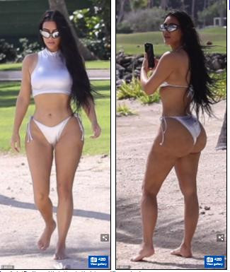 Loạt ảnh Kim Kardashian mặc áo tắm do chính mình thiết kế mới đây được đăng tải trên Dailymail lại một lần nữa gây chao đảo.
