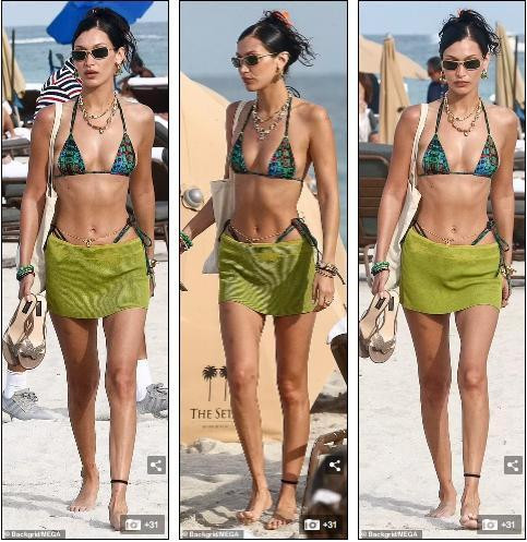 Thân hình hoàn hảo của Bella Hadid với chiều cao 1m74 và số đo 86-61-86 (cm)