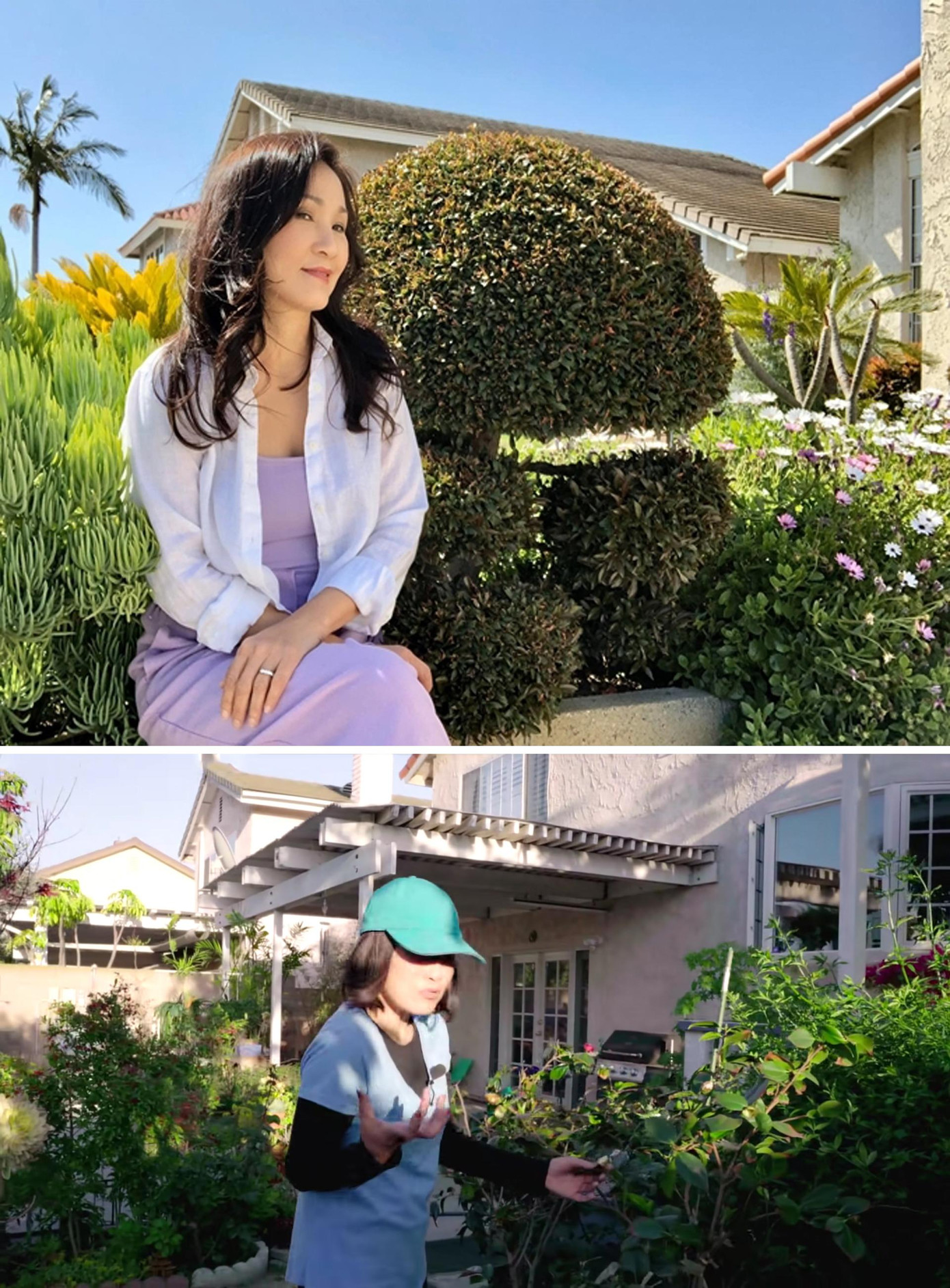 Cũng trong clip, Hồng Đào tiết lộ cô và mẹ ruột là người chủ yếu chăm sóc khu vườn này. Bên cạnh đó chị cho biết bản thân cũng nhận được khá nhiều sự giúp đỡ của bạn bè xung quanh. “Em út, con cháu ở đây rất tốt. Tôi cần gì thì sẽ giúp. Tại vì mình đơn chiếc, tay chân yếu đuối nữa nên cần một cái là các em tới ào ào. Không phải mình Thắng đâu, nhiều đứa tới làm việc xong còn rủ tôi đi ăn nữa. Tôi nghĩ mình làm nghệ sĩ phục vụ khán giả thì mình có được cái lộc đó&quot;, chị tâm sự.