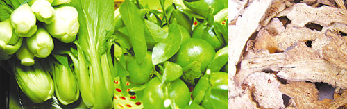 Rau cải - Quýt - Bạch truật. Ảnh: K.Vy (Thanh Niên) Rau cải - Quýt - Bạch truật