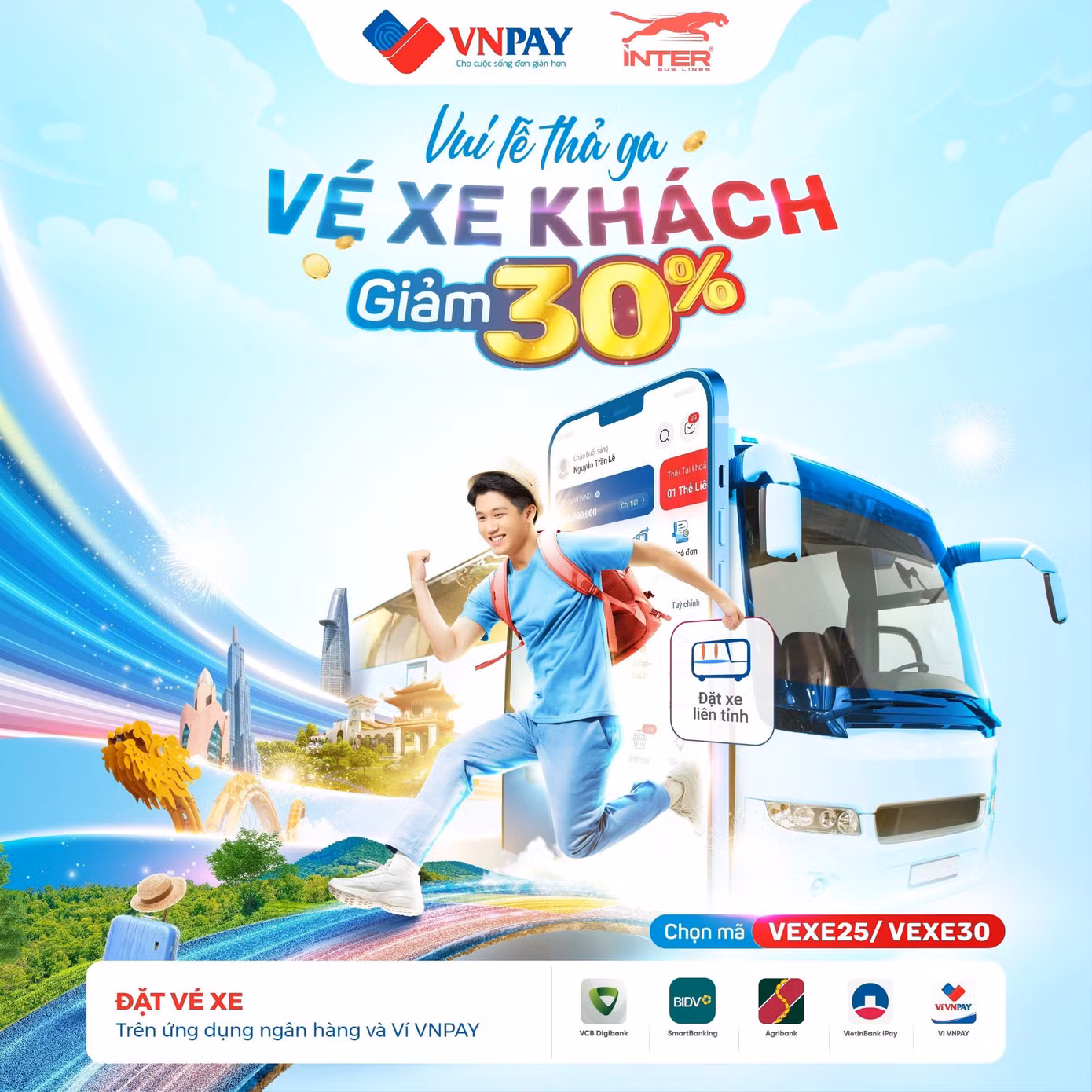 Interbuslines giảm giá vé xe thông qua hình thức thanh toán chuyển đổi số.