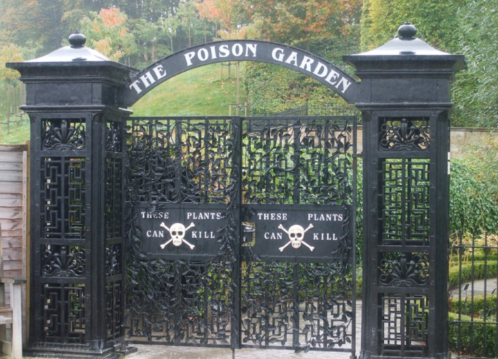 Ngay từ cổng vào khu vườn đã có cảnh báo cây trồng bên trong có thể gây chết người. (Ảnh: CNN).