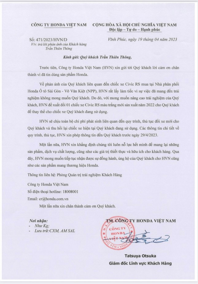 Đề xuất đổi xe mới của Honda Việt Nam.