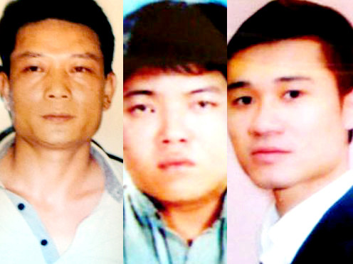 Các đối tượng Hải, Vương, Hiếu tại cơ quan điều tra