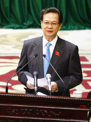 Thủ tướng Nguyễn Tấn Dũng phát biểu nhậm chức Ảnh: Hồng Vĩnh