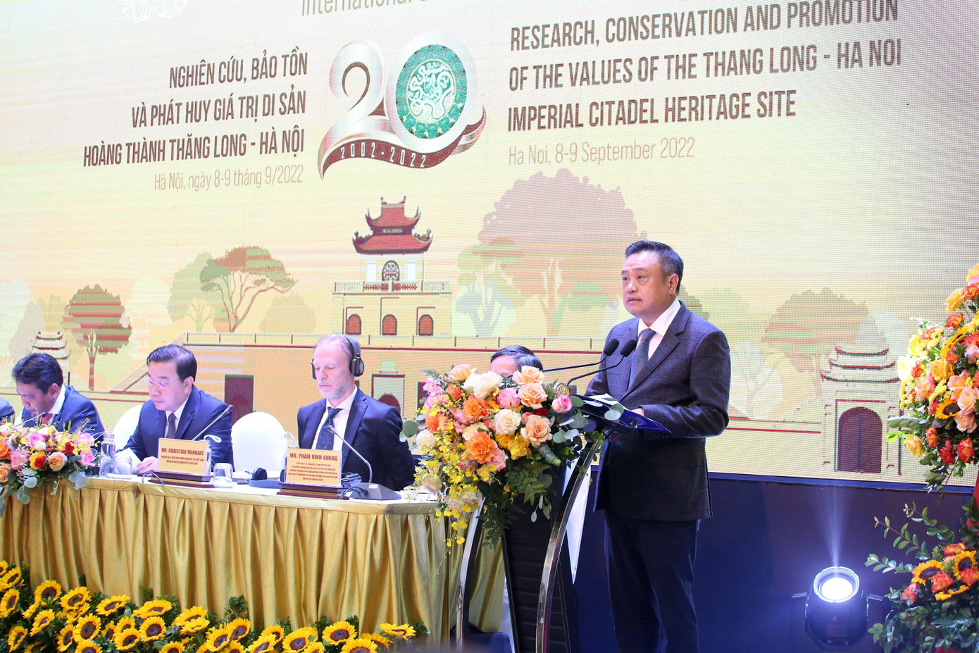 Chủ tịch UBND thành phố Hà Nội Trần Sỹ Thanh phát biểu khai mạc hội thảo.