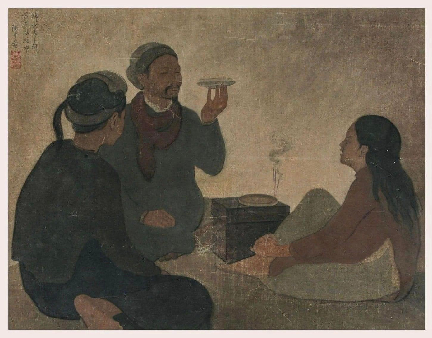 Bức tranh Xem bói với kích thước 60x76 cm. Ảnh: Lynda Trouvé. Bức tranh Xem bói với kích thước 60x76 cm. Ảnh: Lynda Trouvé.