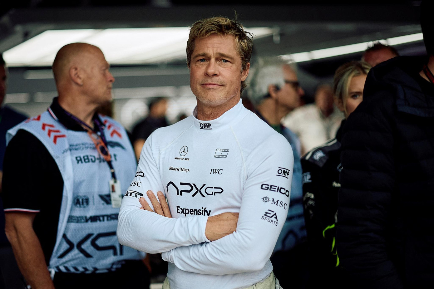 Tạo hình của Brad Pitt trong phim F1. Ảnh: Getty Images. Tạo hình của Brad Pitt trong phim F1. Ảnh: Getty Images.