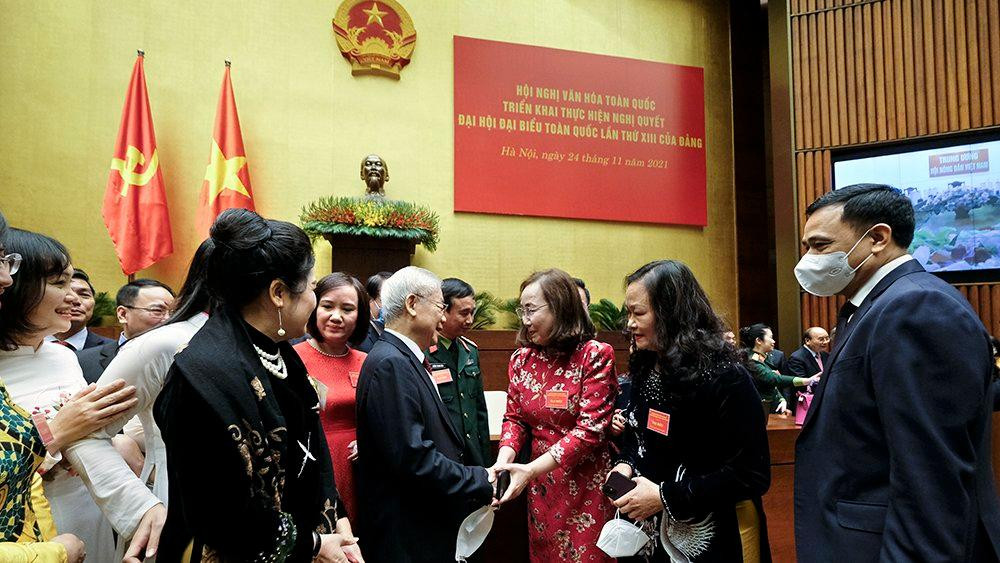 Tổng Bí thư và lãnh đạo Đảng, Nhà nước, Chính phủ tâm huyết với sự nghiệp phát triển văn hóa. Ảnh: HOÀNG MẠNH THẮNG