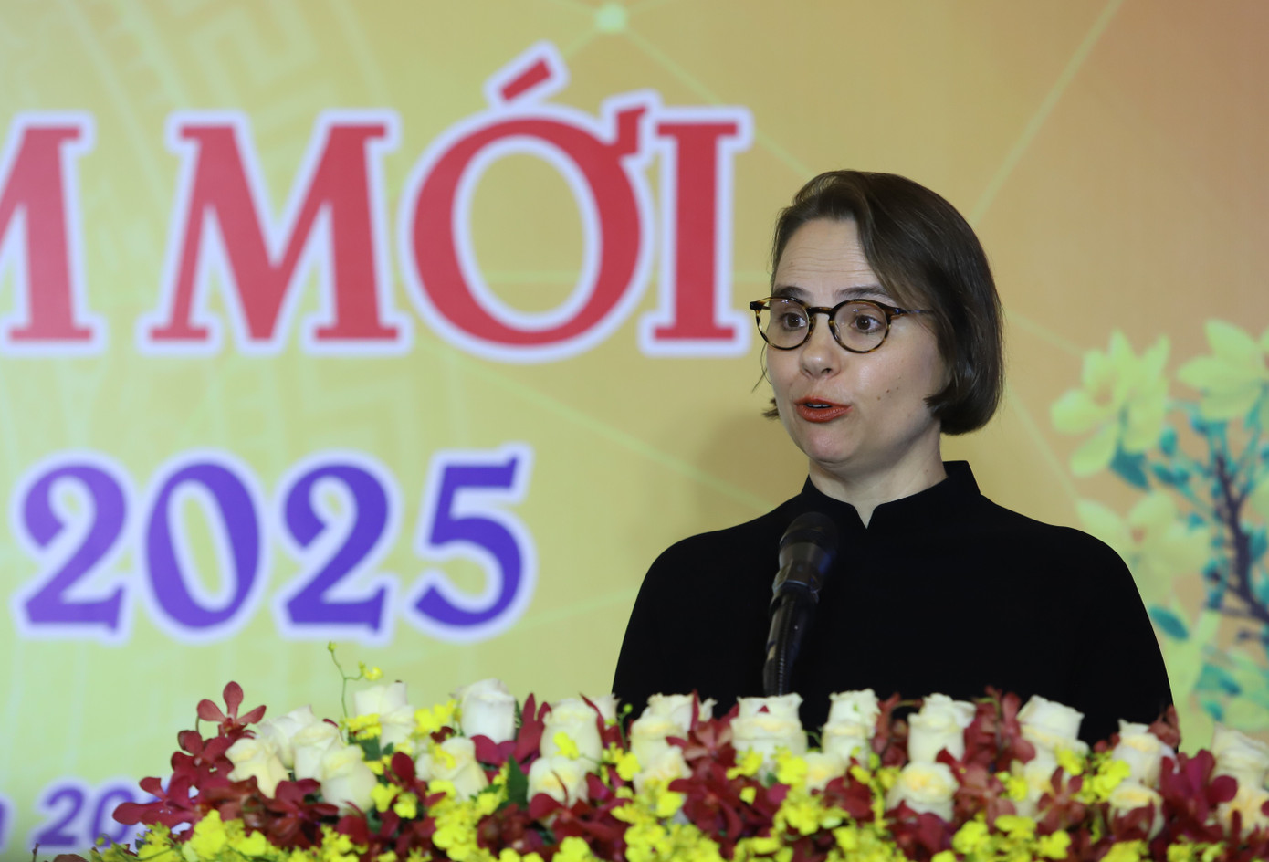 Bà Josefine Wallat trao đổi tại buổi gặp gỡ. Ảnh: Ngô Tùng