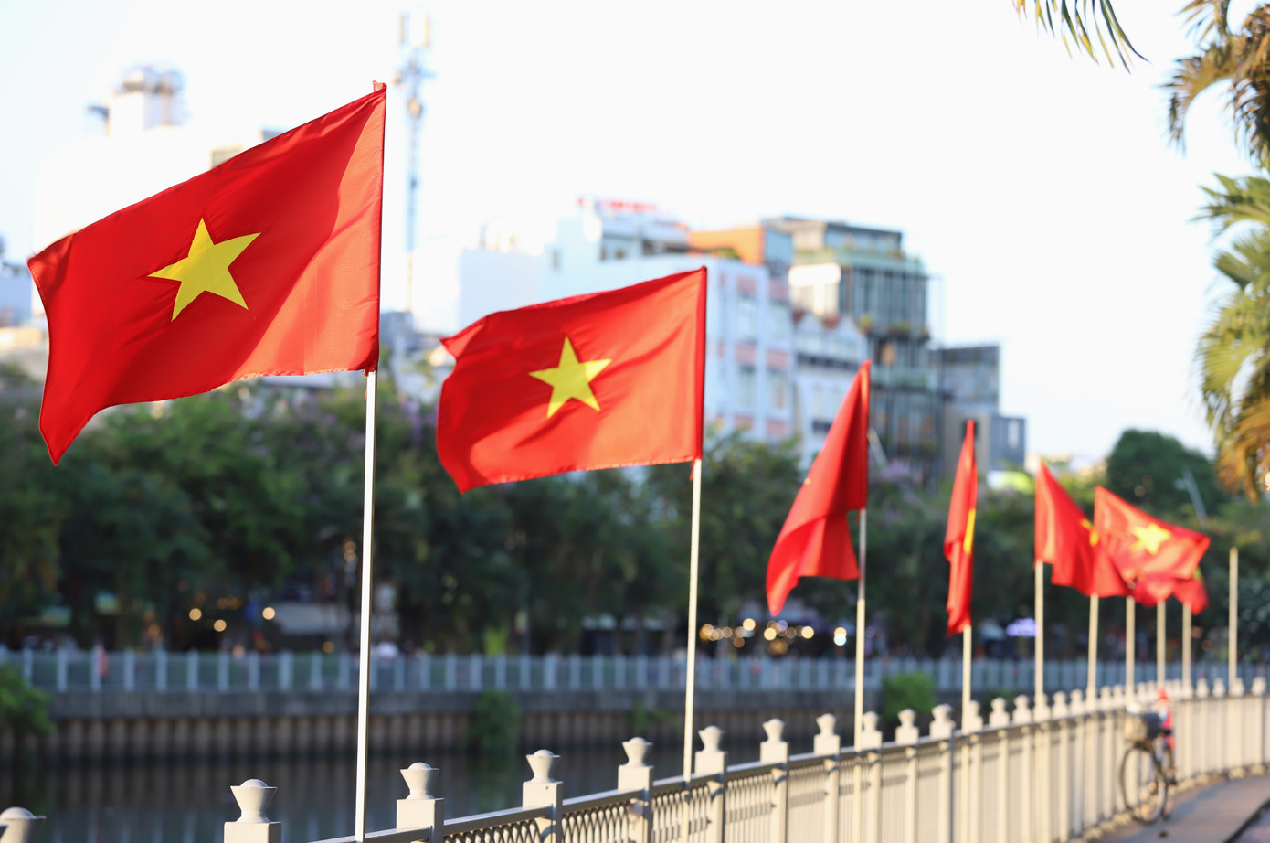 Kỷ niệm 50 năm Ngày giải phóng miền Nam, thống nhất đất nước (30/4/1975 - 30/4/2025), khắp các tuyến đường, hẻm phố trên địa bàn TPHCM rợp bóng cờ đỏ sao vàng cùng với không khí rộn ràng, phấn khởi của mọi người dân. Kỷ niệm 50 năm Ngày giải phóng miền Nam, thống nhất đất nước (30/4/1975 - 30/4/2025), khắp các tuyến đường, hẻm phố trên địa bàn TPHCM rợp bóng cờ đỏ sao vàng cùng với không khí rộn ràng, phấn khởi của mọi người dân.