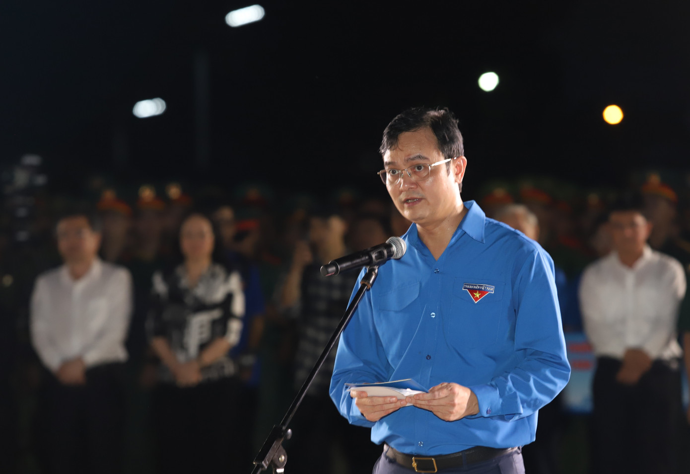 Anh Bùi Quang Huy phát biểu tri ân các thế hệ tiền bối cách mạng. Anh Bùi Quang Huy phát biểu tri ân các thế hệ tiền bối cách mạng.