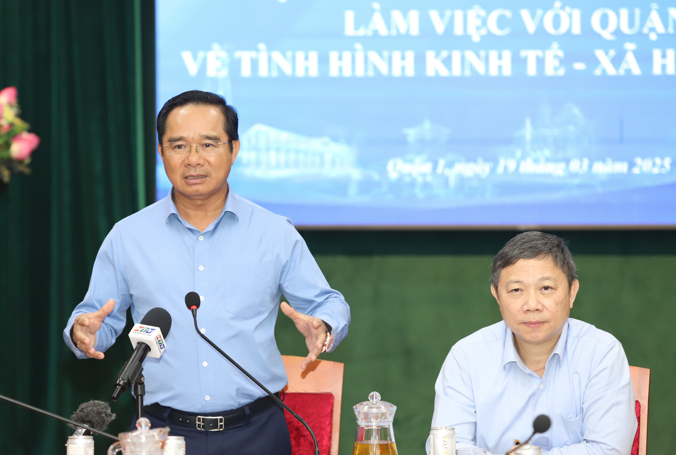 Chủ tịch Nguyễn Văn Được trao đổi, chỉ đạo tại buổi làm việc. Ảnh: Ngô Tùng. Chủ tịch Nguyễn Văn Được trao đổi, chỉ đạo tại buổi làm việc. Ảnh: Ngô Tùng.