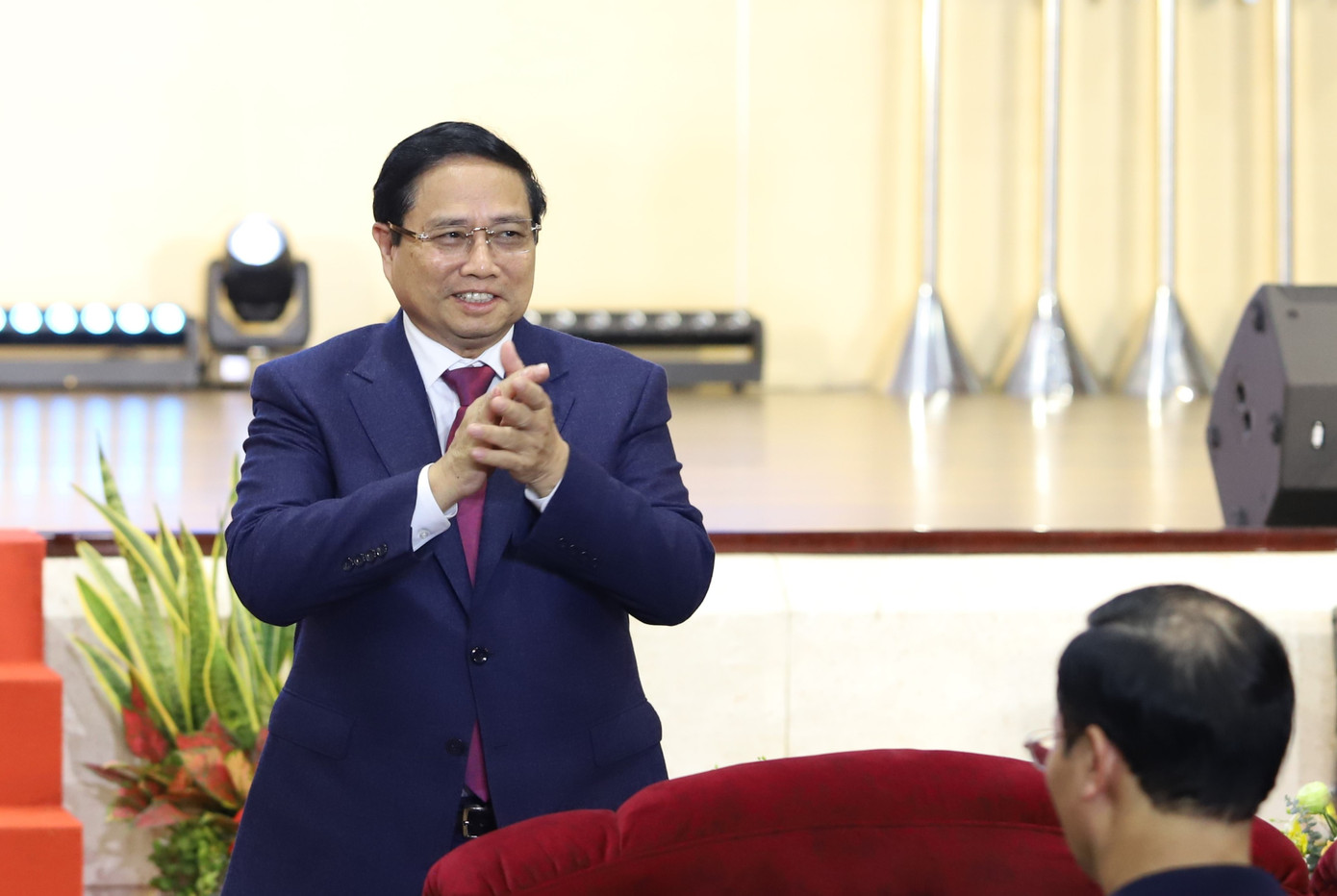 Thủ tướng Phạm Minh Chính cùng các nguyên lãnh đạo Đảng, Nhà nước đến dự lễ kỷ niệm 30 năm thành lập ĐHQG TPHCM. Ảnh: Ngô Tùng.