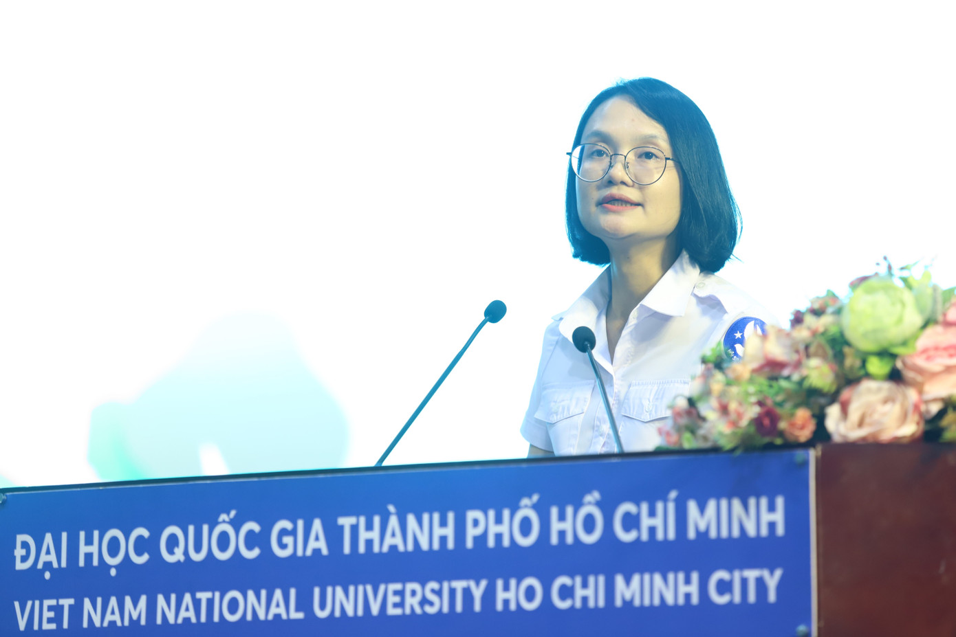 Phó Bí thư Thành Đoàn TPHCM Trần Thu Hà phát biểu khai mạc diễn đàn.
