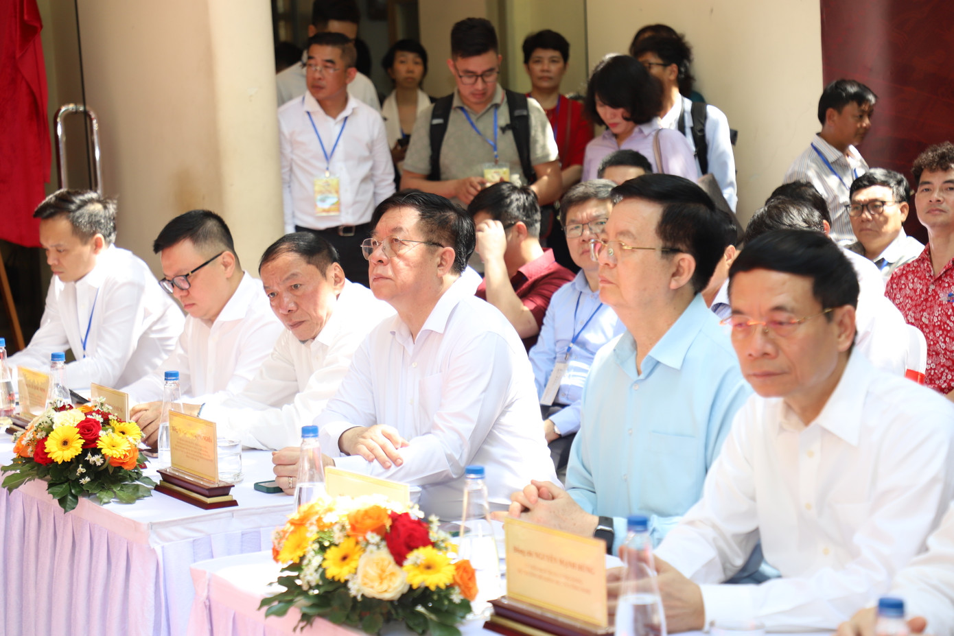 Các lãnh đạo Đảng, Nhà nước dự buổi lễ. Ảnh: Ngô Tùng