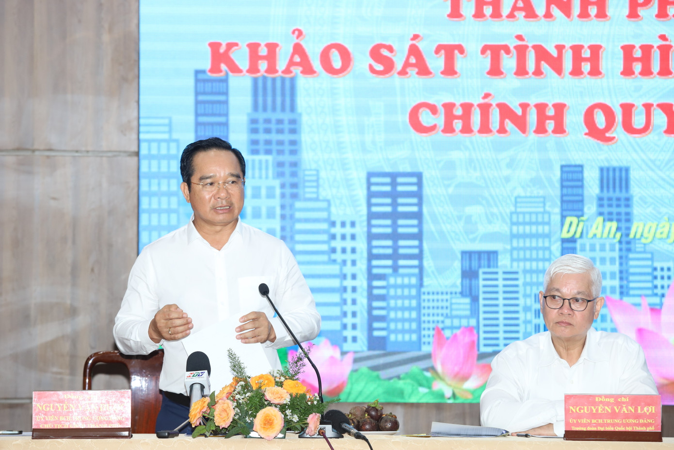 Chủ tịch UBND TPHCM Nguyễn Văn Được tại buổi làm việc với phường Dĩ An trong ngày đầu TPHCM vận hành chính quyền cấp xã mới. Ảnh: Ngô Tùng Chủ tịch UBND TPHCM Nguyễn Văn Được tại buổi làm việc với phường Dĩ An trong ngày đầu TPHCM vận hành chính quyền cấp xã mới. Ảnh: Ngô Tùng