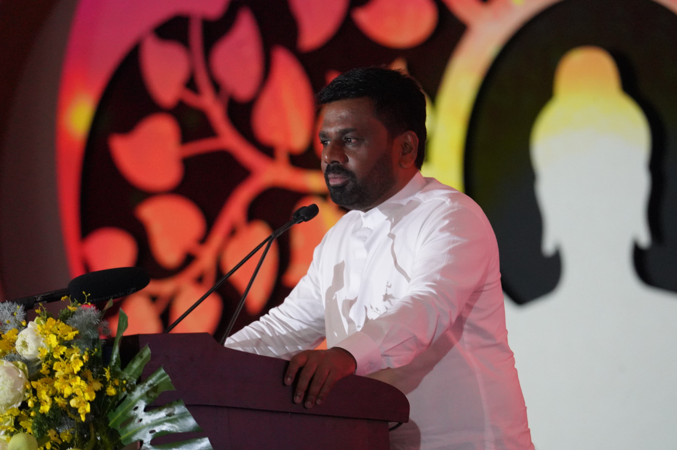 Tổng thống Sri Lanka - Anura Kumara Dissanayaka - phát biểu tại đại lễ. Ảnh: BTC. Tổng thống Sri Lanka - Anura Kumara Dissanayaka - phát biểu tại đại lễ. Ảnh: BTC.