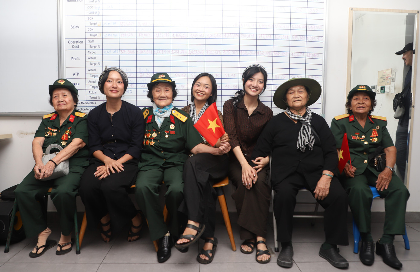 Đoàn phim Địa đạo gặp gỡ, tri ân các cô chú du kích Củ Chi anh hùng. Ảnh: Ngô Tùng Đoàn phim Địa đạo gặp gỡ, tri ân các cô chú du kích Củ Chi anh hùng. Ảnh: Ngô Tùng