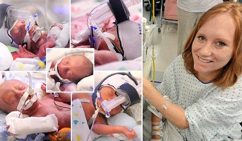 Chị Carrie Jones và 5 đứa con mới sinh. Ảnh: Jones Family