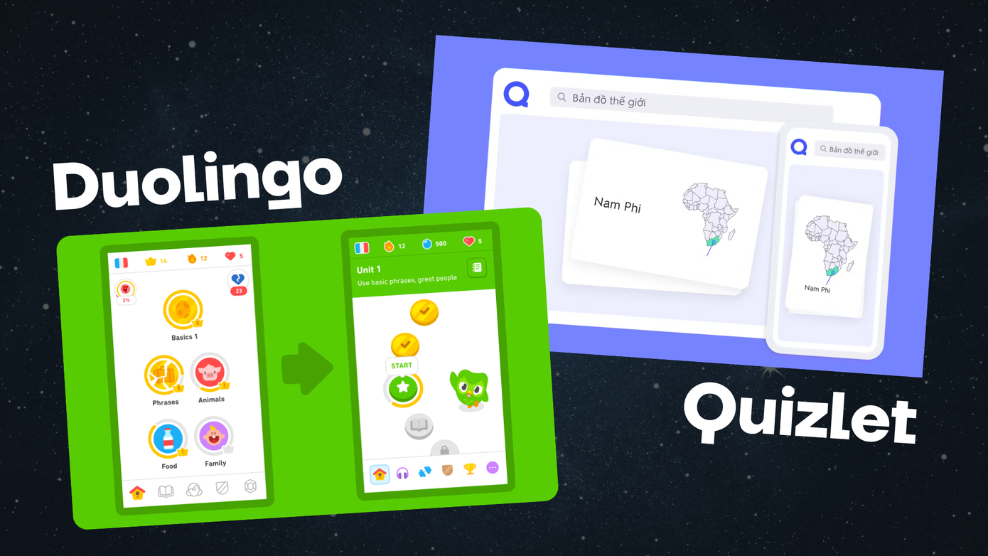 Duolingo và Quizlet - hai ứng dụng giúp học tập qua trò chơi và tương tác. Duolingo và Quizlet - hai ứng dụng giúp học tập qua trò chơi và tương tác.