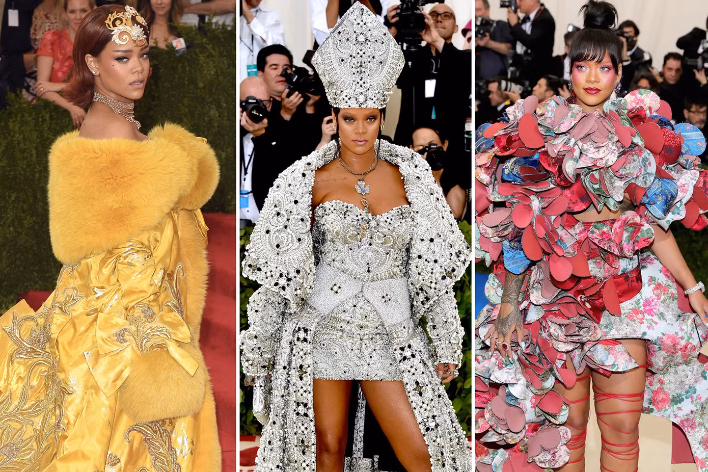 Rihanna luôn khiến giới mộ điệu tấm tắc trước những bộ trang phục tại Met Gala.