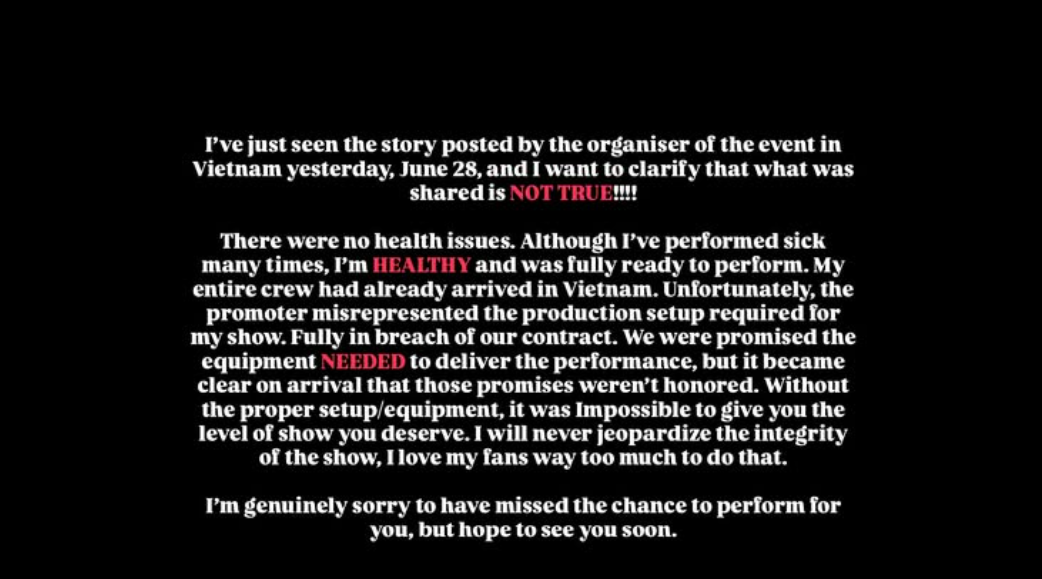 Jason Derulo đã trực tiếp lên tiếng trên bác bỏ hoàn toàn lý do của ban tổ chức. Jason Derulo đã trực tiếp lên tiếng trên bác bỏ hoàn toàn lý do của ban tổ chức.