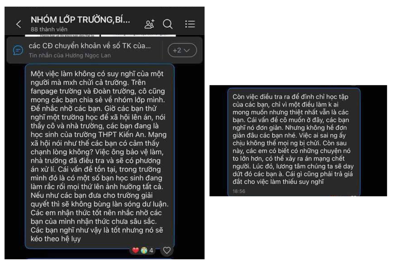 Đoạn tin nhắn tiếp tục đẩy xa cuộc tranh cãi trên mạng xã hội. Ảnh: Facebook Đoạn tin nhắn tiếp tục đẩy xa cuộc tranh cãi trên mạng xã hội. Ảnh: Facebook