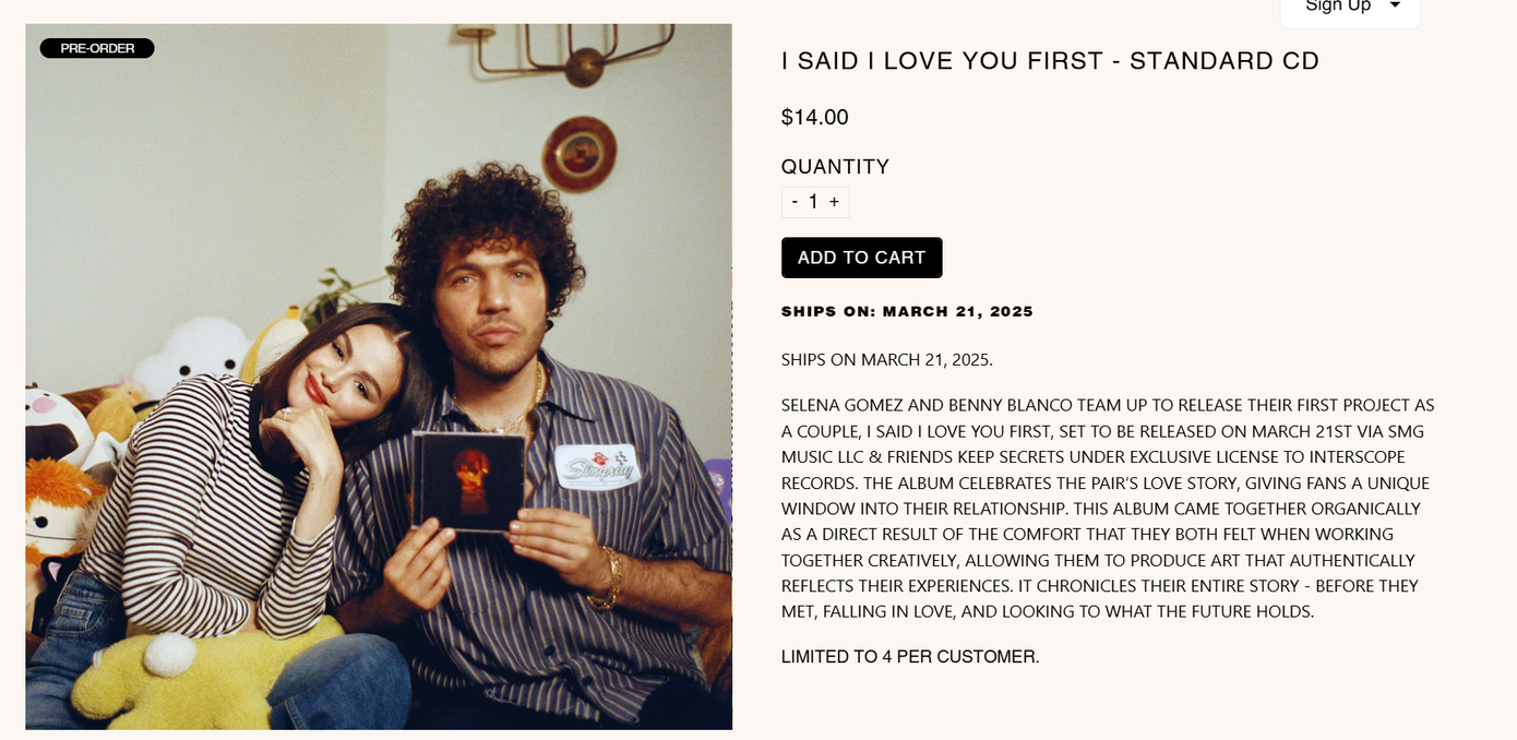 Mô tả album mới trên trang web của Selena Gomez. Mô tả album mới trên trang web của Selena Gomez.