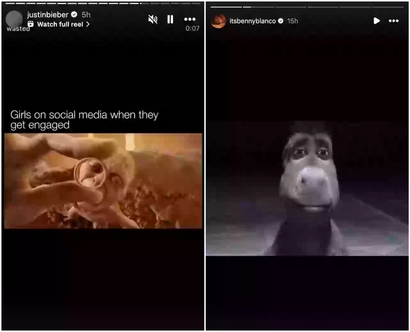 benny blanco được cho là đang đáp trả lại story của Justin Bieber.