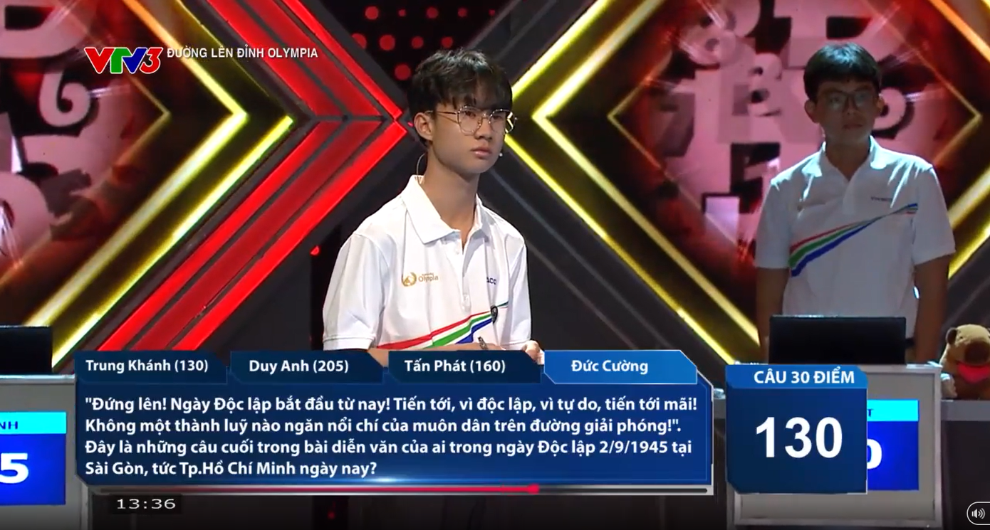 Đức Cường mất phong độ ở những câu hỏi cuối.