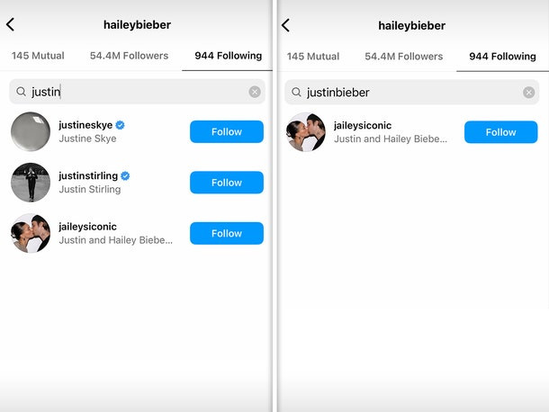 Hailey Bieber hủy theo dõi tài khoản Instagram của chồng. Hailey Bieber hủy theo dõi tài khoản Instagram của chồng.