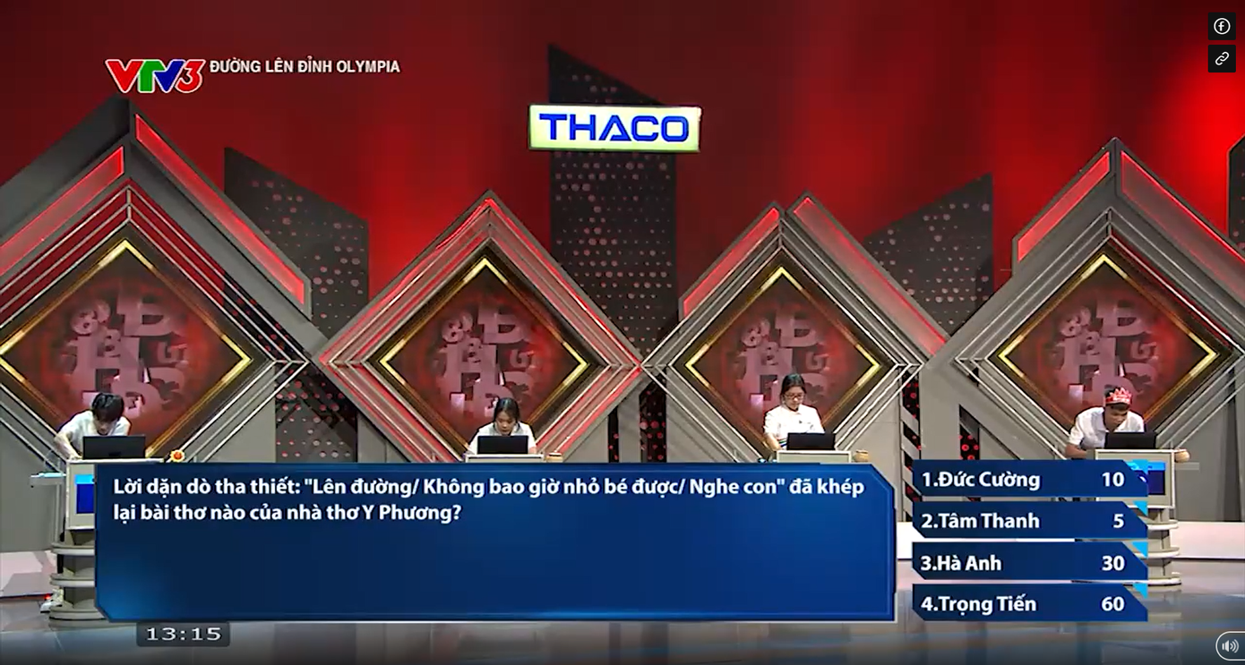 Phần thi Khởi động diễn ra nhanh chóng và thuận lợi. Phần thi Khởi động diễn ra nhanh chóng và thuận lợi.