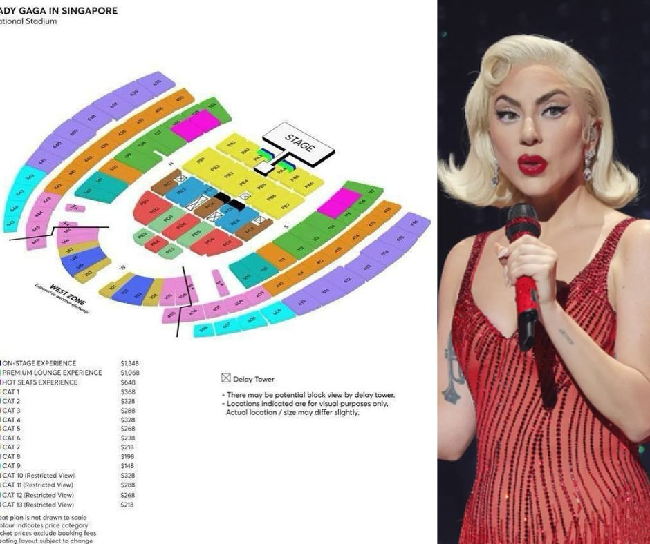 Giá vé của Lady Gaga lên tới 1.348 SGD cho vé VIP.