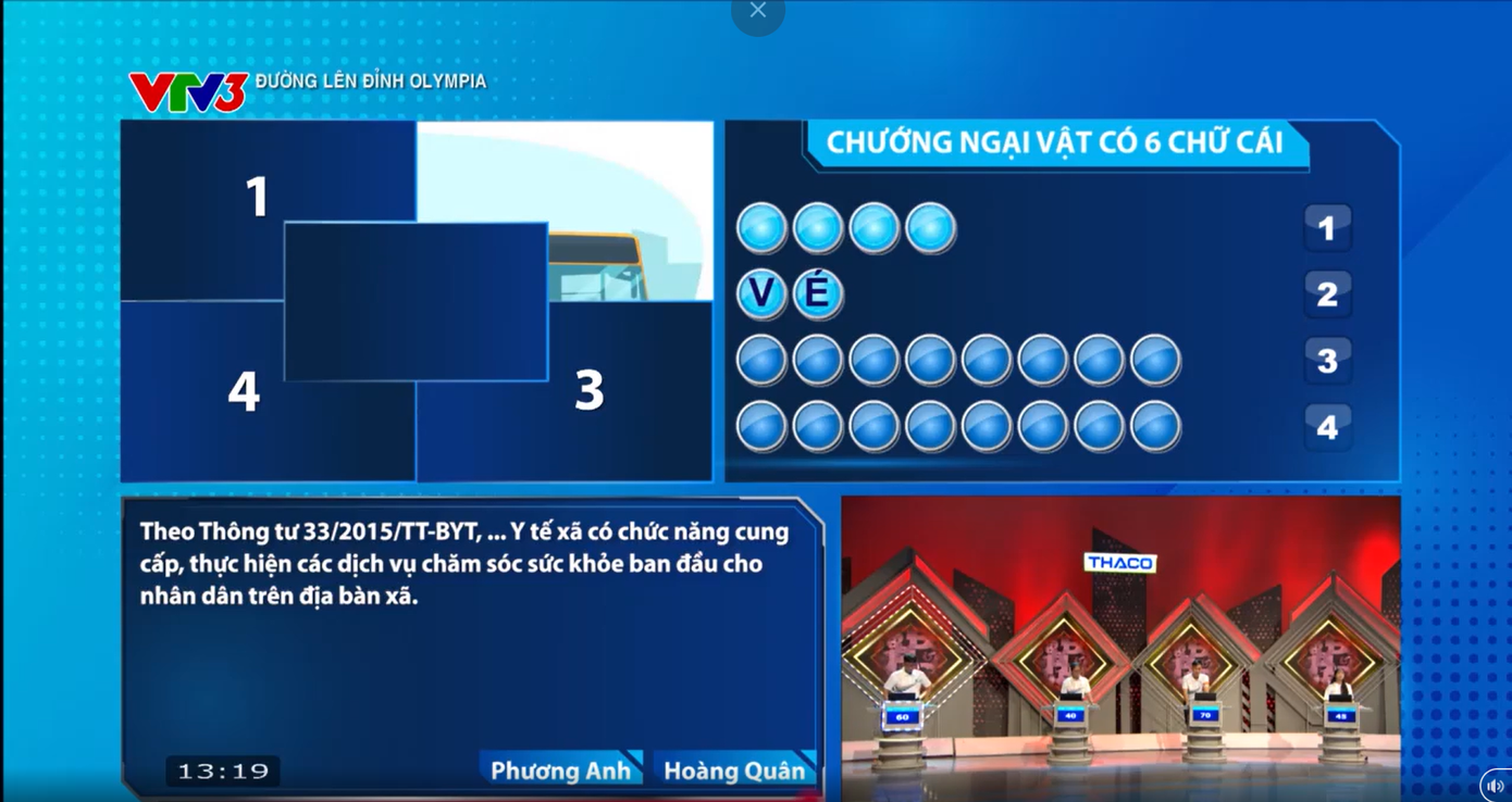 Hoàng Quân giành vị trí dẫn đầu nhờ trả lời chính xác từ khóa Vượt chướng ngại vật.