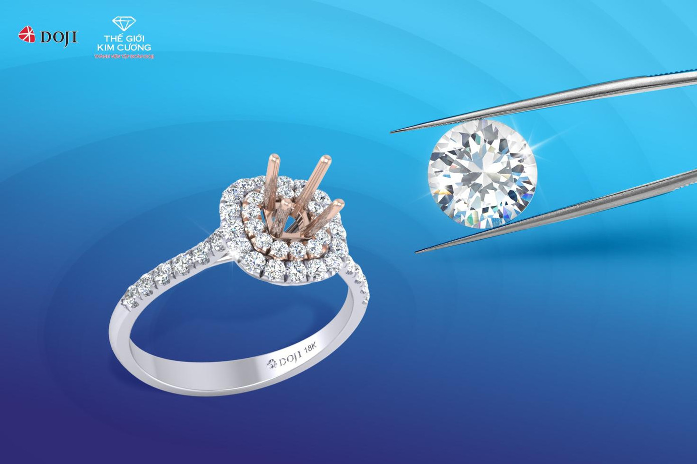 DOJI và Thế giới Kim Cương có nhiều thiết kế ổ chờ độc đáo, tôn vinh sự lấp lánh của những viên kim cương quý giá.