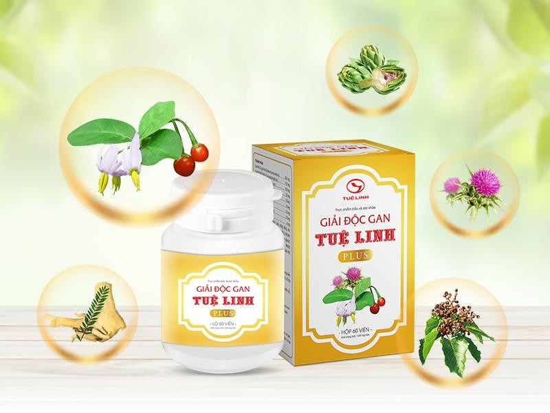 TPBVSK Giải độc gan Tuệ Linh Plus kết hợp từ Cà gai leo và bộ tứ dược liệu: Mật nhân, Khúng khéng, Actiso, và Kế sữa TPBVSK Giải độc gan Tuệ Linh Plus kết hợp từ Cà gai leo và bộ tứ dược liệu: Mật nhân, Khúng khéng, Actiso, và Kế sữa