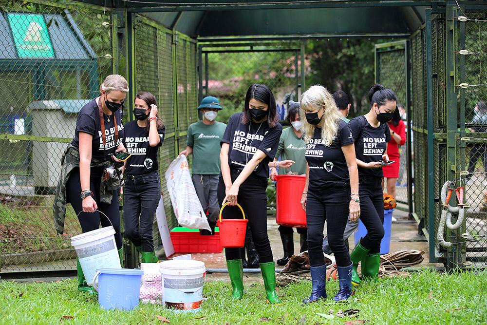 Người mẫu, diễn viên Tăng Thanh Hà cùng các khách mời tham gia chiến dịch học cách chuẩn bị đồ ăn và đồ chơi cho gấu.