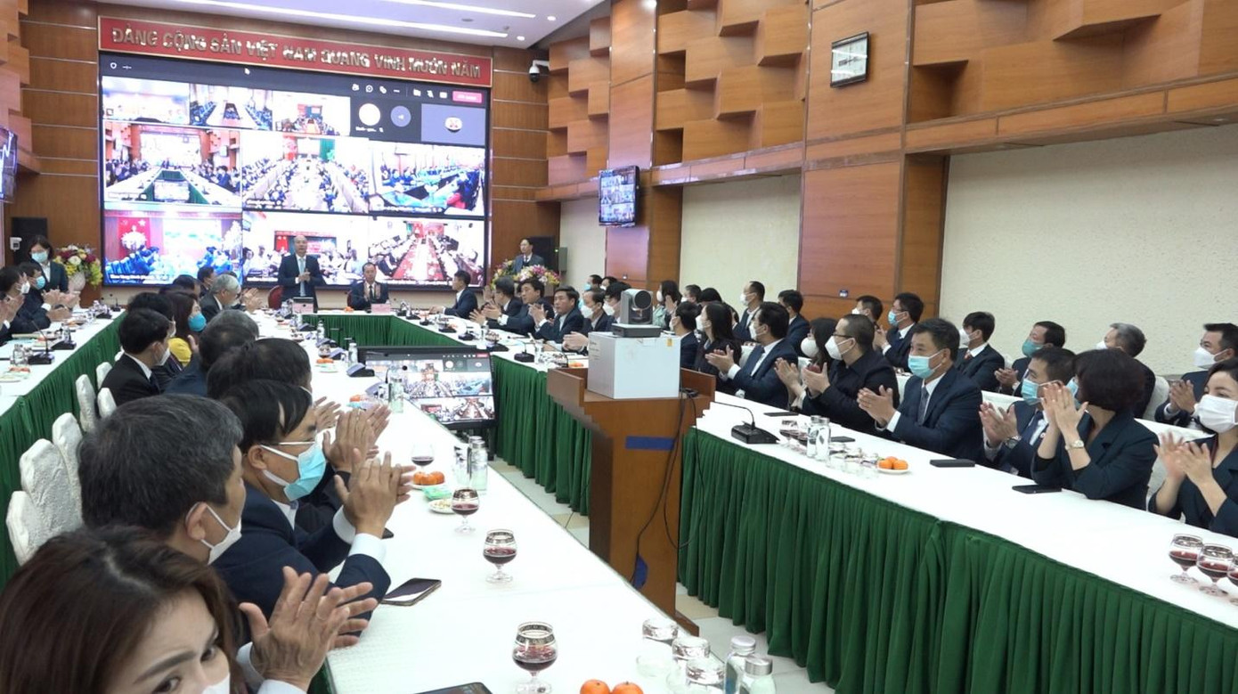 Quang cảnh buổi gặp mặt khai Xuân của Tập đoàn tại điểm cầu Hà Nội