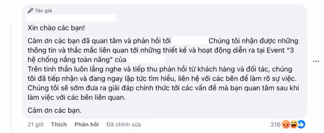 Trước làn sóng tranh cãi, fanpage của nhãn hàng khẳng định sẽ sớm có lời giải thích hợp lý. Trước làn sóng tranh cãi, fanpage của nhãn hàng khẳng định sẽ sớm có lời giải thích hợp lý.