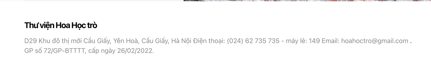 Trang web sử dụng thông tin liên hệ của Hoa Học Trò nhưng cố tình ghi sai địa chỉ email. Trang web sử dụng thông tin liên hệ của Hoa Học Trò nhưng cố tình ghi sai địa chỉ email.