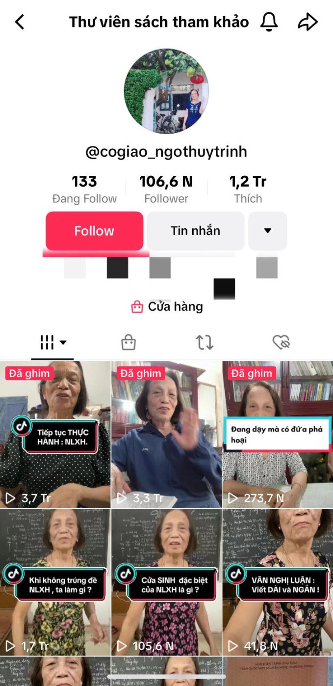 Tài khoản TikTok của cô Trình nhận được nhiều sự quan tâm của các bạn học sinh. Tài khoản TikTok của cô Trình nhận được nhiều sự quan tâm của các bạn học sinh.