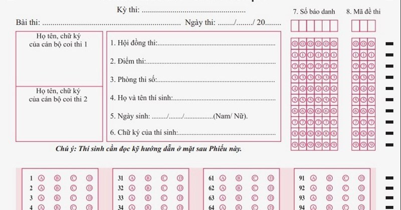 Thí sinh cần ghi số báo danh bằng viết mực và tô số báo danh bằng bút chì.