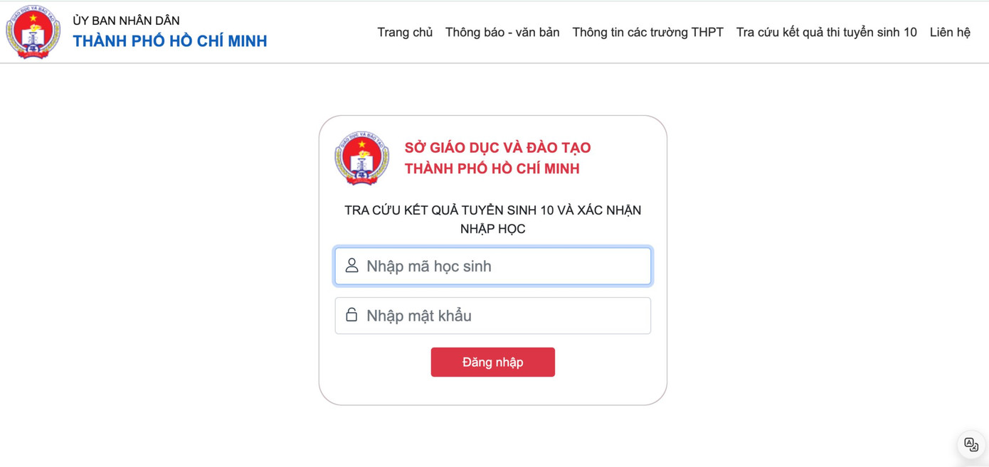 Phụ huynh và học sinh cần vào trang chủ của Sở GD&ĐT để tiến hành xác nhận nhập học.