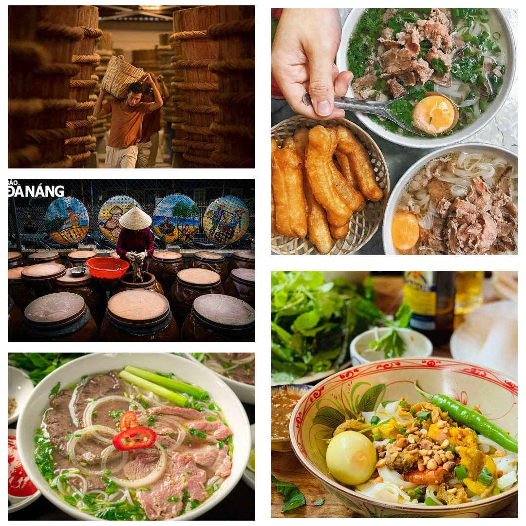 Phở Hà Nội, Phở Nam Định, tri thức dân gian Mì Quảng, nghề làm Nước mắm Nam Ô, nghề làm Nước mắm Phú Quốc là 5 di sản văn hoá phi vật thể quốc gia về ẩm thực của Việt Nam. Phở Hà Nội, Phở Nam Định, tri thức dân gian Mì Quảng, nghề làm Nước mắm Nam Ô, nghề làm Nước mắm Phú Quốc là 5 di sản văn hoá phi vật thể quốc gia về ẩm thực của Việt Nam.