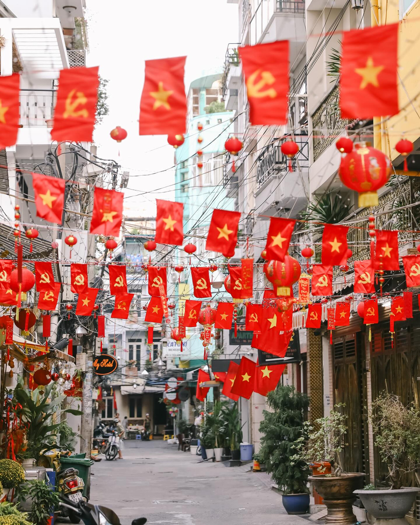 Hình ảnh rực rỡ khắp các con hẻm cũng là tín hiệu khiến Gen Z náo nức mỗi mùa Tết về. Ảnh tổng hợp từ nhiều nguồn