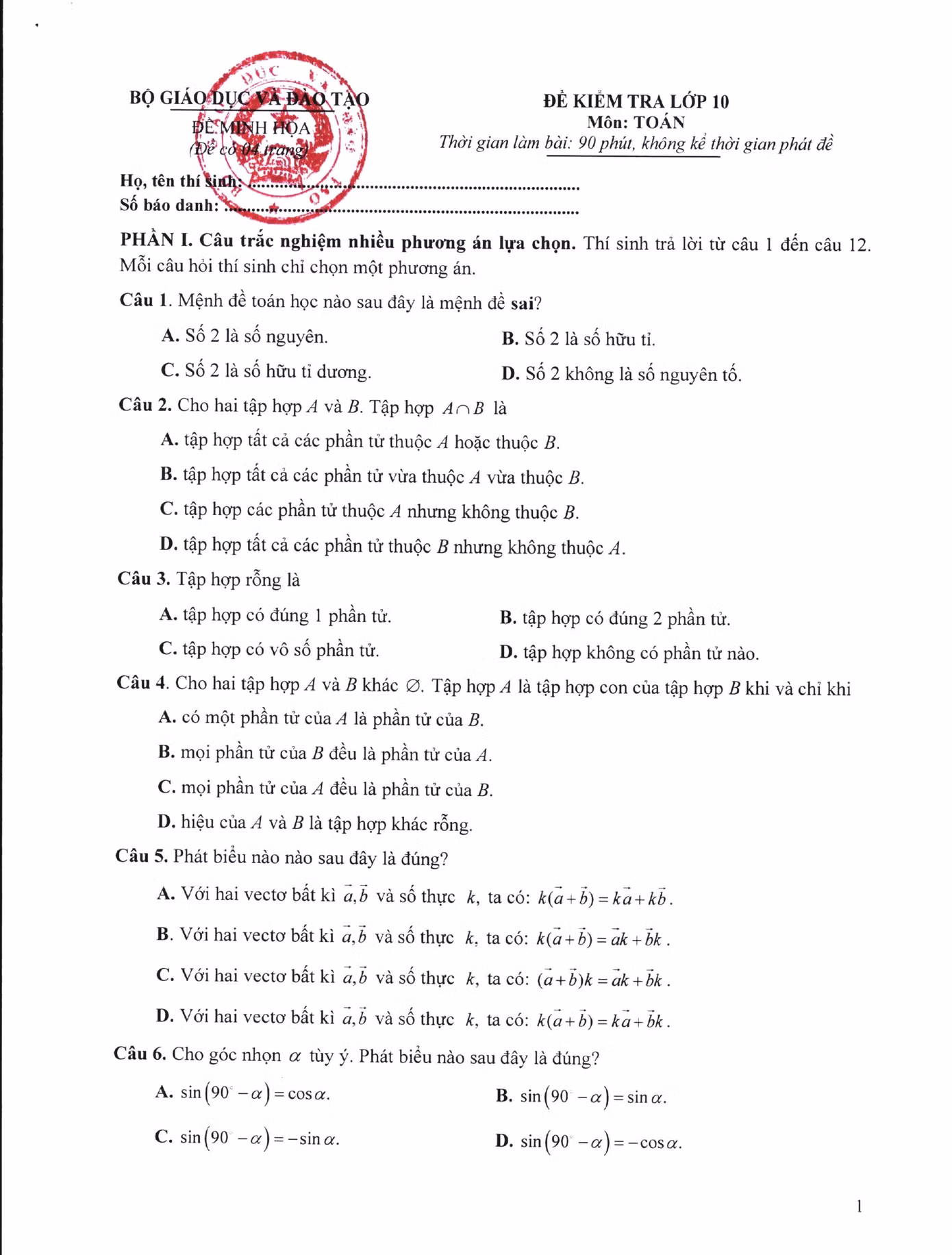 Đề thi trắc nghiệm các môn (trừ môn Ngoại ngữ) dự kiến sẽ theo hình thức kết hợp. Ảnh: Bộ GD&amp;ĐT.