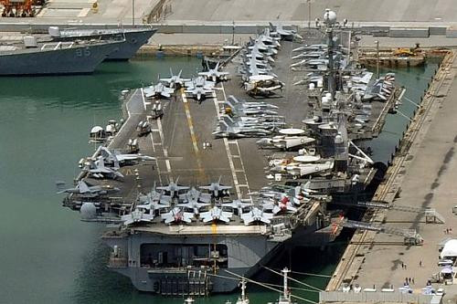 Tàu sân bay "George Washington" đã có mặt tại phía Nam, bán đảo Triều Tiên . Ảnh: Yonhap Tàu sân bay