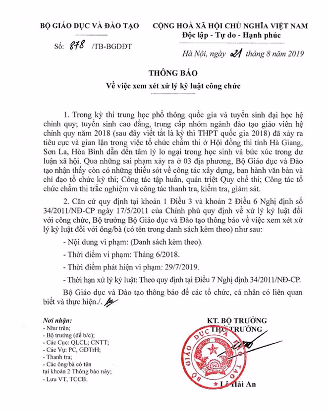 Nhiều lãnh đạo Vụ, Cục, Thanh tra Bộ Giáo dục bị xem xét kỷ luật ảnh 1