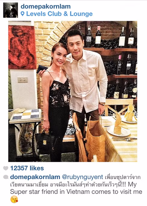 Bức ảnh chụp cùng Yến Trang sau khi được Dome Pakornlam đăng tải trên tài khoản Instagram của anh đã ngay lập tức gây ra 'bão like' với trên 12.000 lượt like
